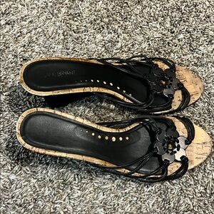 Lane Bryant Black and Tan Mules with Studded Details